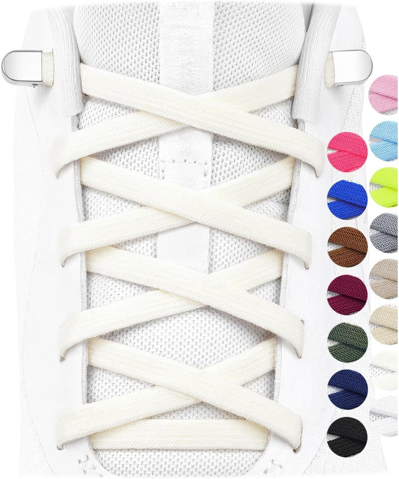 Stepace 2 Pairs Elastic No Tie Shoe Laces for Kids and Adults Sneakers, Stretch Flat Tieless Shoestrings - Image 1